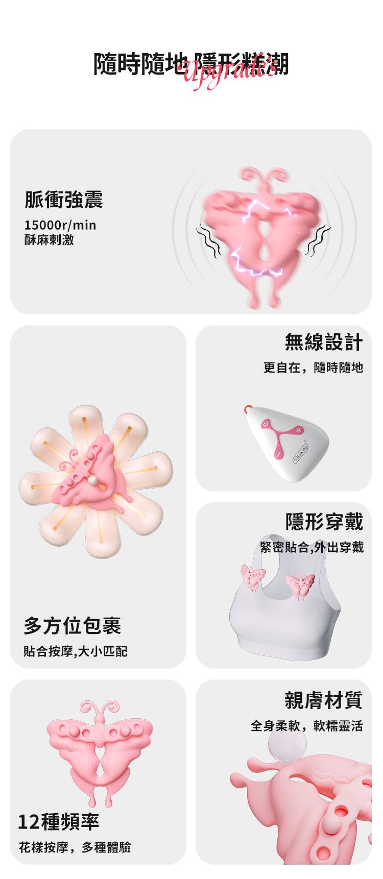YEAIN - 無線遙控 強力震動蝴蝶乳夾