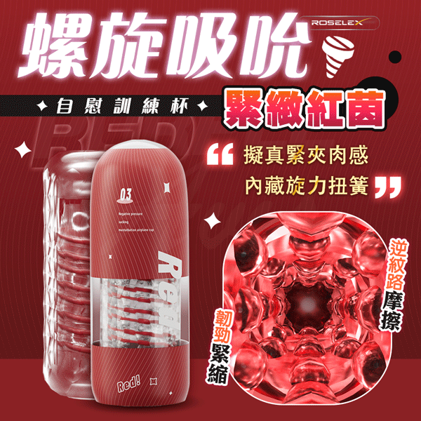 BODY SAFE - 螺旋吸吮 自慰訓練杯 (紅色)