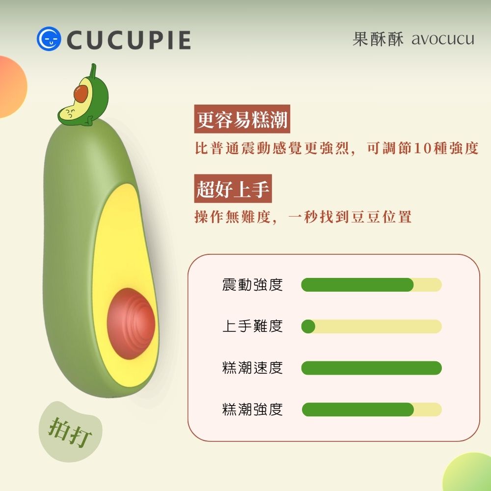 CUCUPIE - 牛油果造型（吸吮震動／拍打震動）