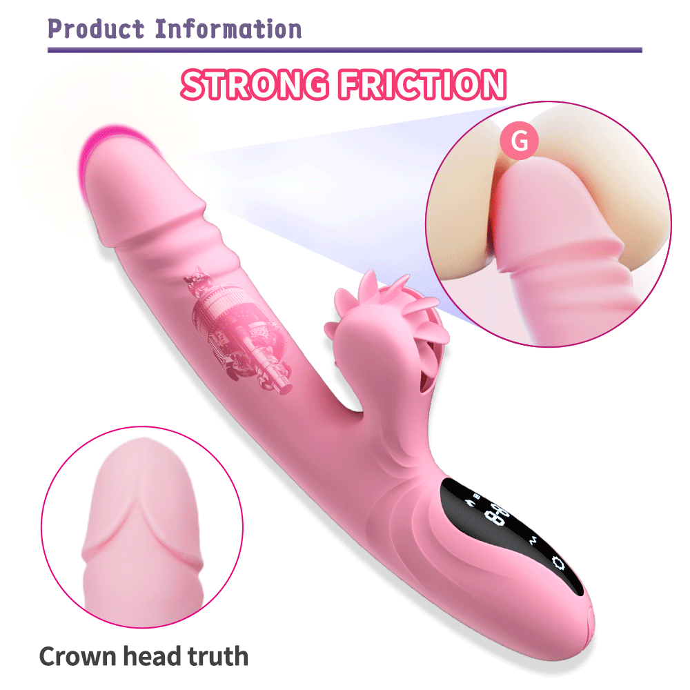 YEAIN - 智能加溫 伸縮＋旋轉舔舌按摩棒 (粉紅色)
